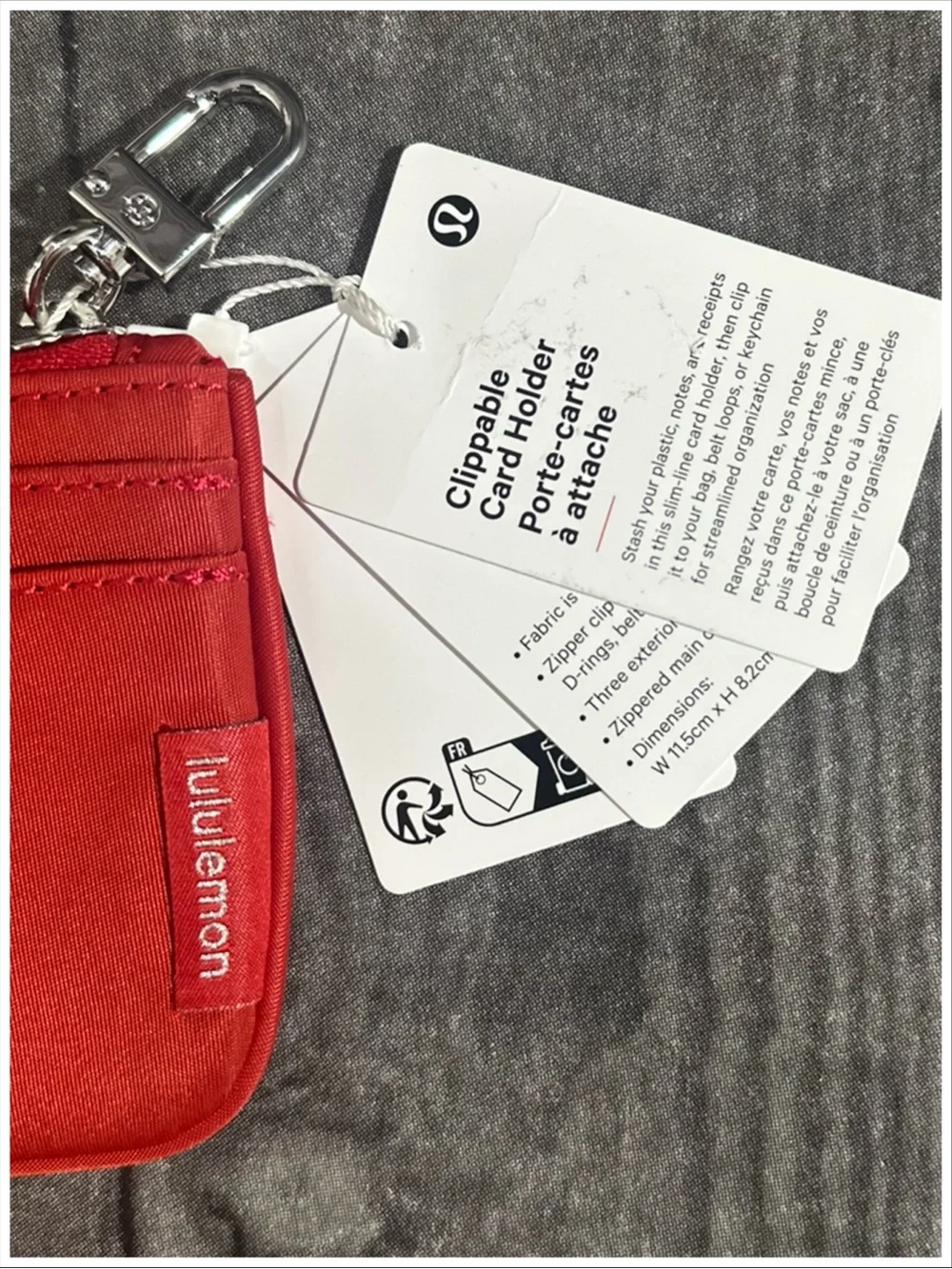 Lululemon Clippable Card Holder in Oxford Red NWT